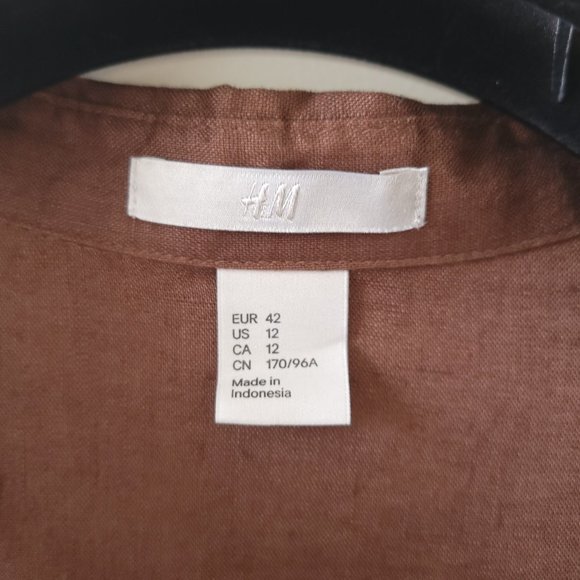 Mocha Brown Button Down Linen Dress_US Women 12 - Picture 6 of 7